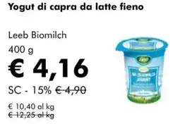 NaturaSì Yogut di capra da latte fieno Leeb Biomilch offerta