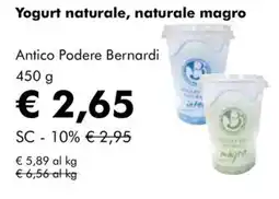 NaturaSì Yogurt naturale, naturale magro Antico Podere Bernardi offerta