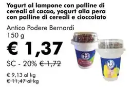NaturaSì Yogurt al lampone con palline di cereali al cacao, Antico Podere Bernardi offerta