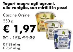 NaturaSì Yogurt magro agli agrumi, alla vaniglia, con mirtilli in pezzi Cascine Orsine offerta