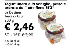 NaturaSì Yogurt intero alla vaniglia, pesca e arancia da "latte fieno STG" La Decima Terre di Ecor offerta