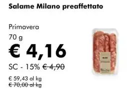 NaturaSì Salame Milano preaffettato Primavera offerta