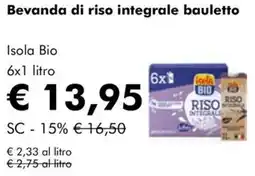 NaturaSì Bevanda di riso integrale bauletto Isola Bio offerta