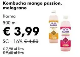 NaturaSì Kombucha mango passion, melograno Karma offerta