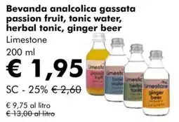 NaturaSì Bevanda analcolica gassata passion fruit, tonic water, herbal tonic, ginger beer Limestone offerta