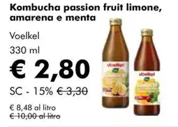 NaturaSì Kombucha passion fruit limone, amarena e menta Voelkel offerta