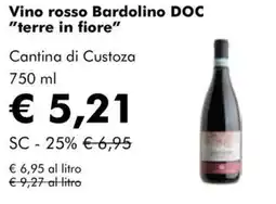 NaturaSì Vino rosso Bardolino DOC "terre in fiore" Cantina di Custoza offerta