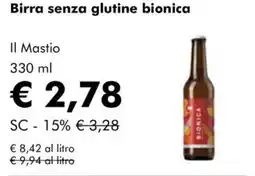 NaturaSì Birra senza glutine bionica Il Mastio offerta