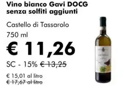 NaturaSì Vino bianco Gavi DOCG senza solfiti aggiunti Castello di Tassarolo offerta
