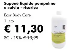 NaturaSì Sapone liquido pompelmo e salvia - ricarica Ecor Body Care offerta