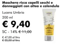 NaturaSì Maschera ricca capelli secchi e danneggiati con altea e calendula Lucens Umbria offerta