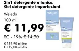 NaturaSì 2in1 detergente e tonico, Gel detergente imperfezioni Weleda offerta