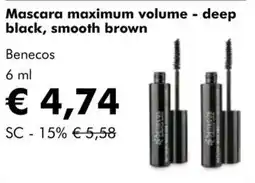 NaturaSì Mascara maximum volume - deep black, smooth brown Benecos offerta