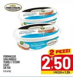 Ard Discount Formaggio spalmabile terre e tesori light offerta