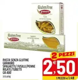 Ard Discount Pasta senza glutine granoro spaghetti/fusilli/penne rigate/tubetti offerta