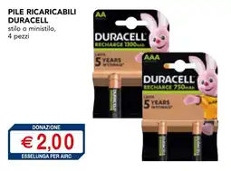 Esselunga Pile ricaricabili duracell stilo o ministilo offerta