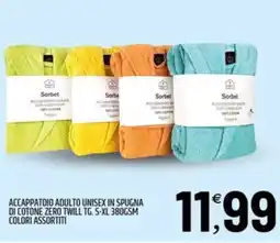 Ard Discount Accappatoio adulto unisex in spugna di cotone zero twill TG. S-XL 380gsm offerta