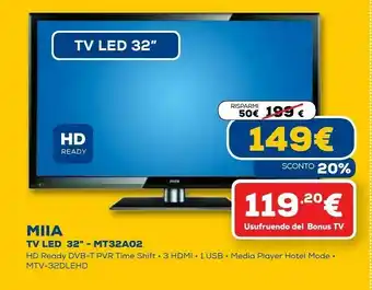 Euronics Tv led 32'' mt32a02 offerta