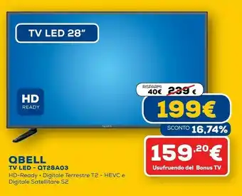 Euronics Qt28a03 tv 71,1 cm (28") hd nero offerta
