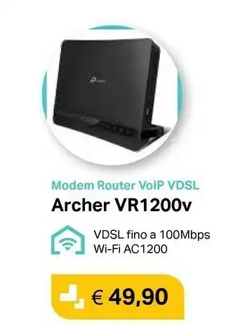 Euronics Tp-link vr1200v router cablato nero offerta