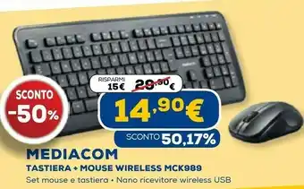 Euronics Tastiera + mouse wireless mck989 offerta