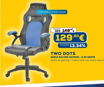 Euronics Two dots sedia racing gaming - xjo 32076 offerta