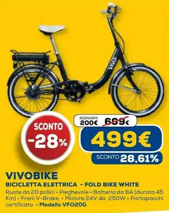 Euronics Vivobike bicicletta elettrica fold bike white vf020g offerta