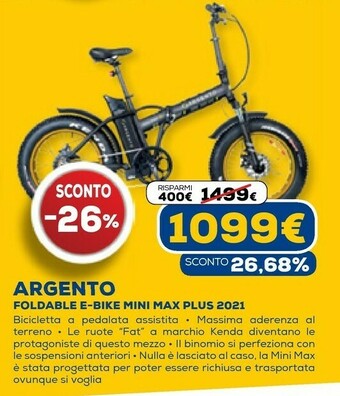 Euronics Foldable e-bike mini max plus 2021 offerta