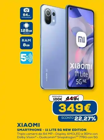 11 lite 5g ne 16,6 cm (6.55") doppia sim android 11 usb tipo-c 128 gb 4250 mah blu