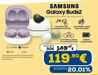 Galaxy buds 2 white cuffie auricolare bluetooth bianco