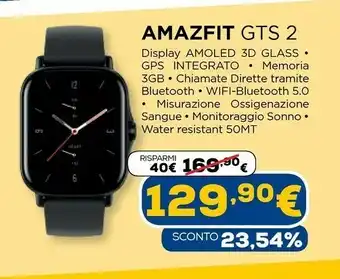 Euronics Gts 2 mini 3,94 cm (1.55") 40 mm amoled nero gps (satellitare) offerta