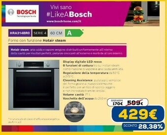 Euronics Serie 4 hra314br0 forno 71 l a acciaio offerta