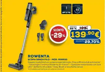 Euronics Rh6933, cleaner x-pert 3.60, scopa elettrica, 45 minuti di autonomia, peso di 2,2 kg, nero & rosso offerta