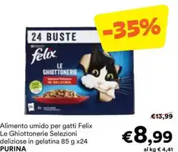 Unes Alimento umido per gatti Felix Le Ghiottonerie Selezioni deliziose in gelatina PURINA offerta