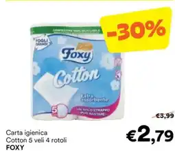 Unes Carta igienica Cotton 5 veli 4 rotoli FOXY offerta