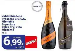 Sigma Superstore Valdobbiadene Prosecco D.O.C.G. Mionetto Superiore extra dry, vino frizzante offerta