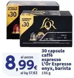 Sigma Superstore 30 capsule caffè espresso L'Or Espresso onyx, barista offerta