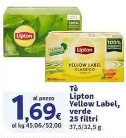 Sigma Superstore Te Lipton Yellow Label, verde 25 filtri offerta