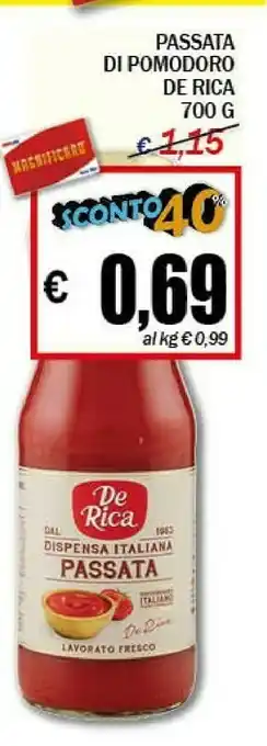 EMMEpiù Pura passata di pomodoro vallivo 700 g(ml) offerta