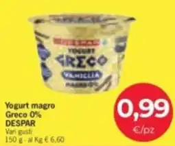 Despar Yogurt magro Greco 0% DESPAR offerta
