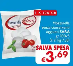 Maxi Supermercati Mozzarella senza conservanti aggiunti SARA offerta