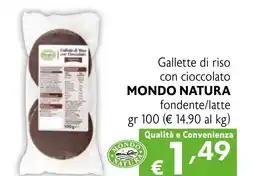 Maxi Supermercati Gallette di riso con cioccolato MONDO NATURA fondente/latte offerta