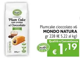 Maxi Supermercati Plumcake cioccolato x6 MONDO NATURA offerta