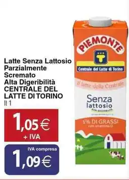 Docks Cash&Carry Latte Senza Lattosio Parzialmente Scremato Alta Digeribilità CENTRALE DEL LATTE DI TORINO offerta