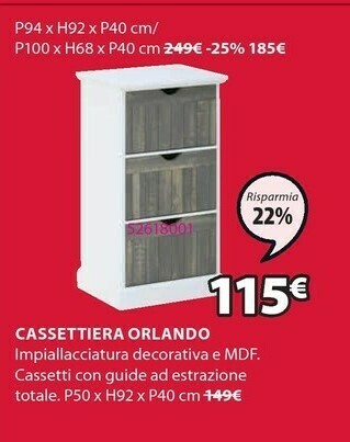JYSK Cassettiera orlando offerta