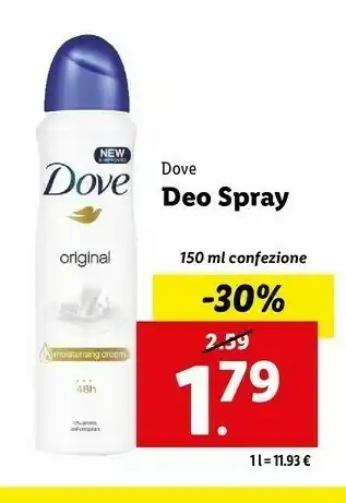 Lidl Original donna deodorante spray 150 ml offerta