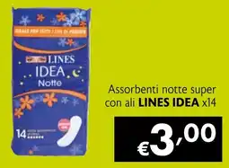 Maxi Supermercati Assorbenti notte super con ali LINES IDEA offerta