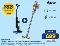 Euronics Dyson scopa V15 detect absolute + lavapavimenti WASHG1 offerta