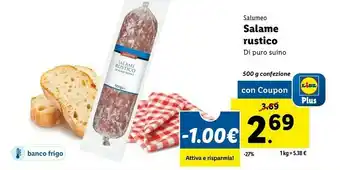 Lidl Salame rustico di puro suino offerta