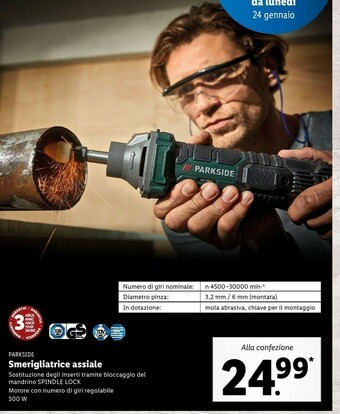 Lidl Parkside smerigliatrice assiale offerta